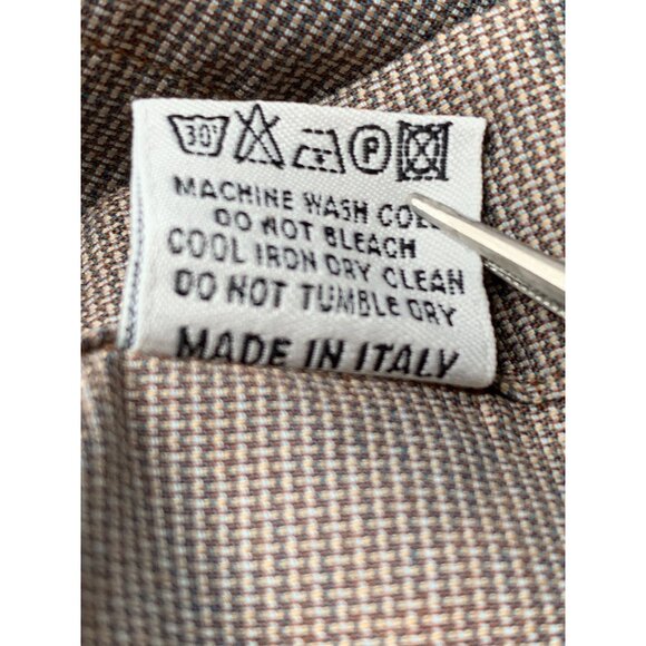 Canali Mens Brown Micro Check Button-Down Shirt 17.75 Neck Italy Cotton 10021 - Picture 8 of 8